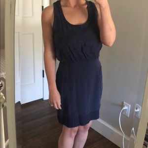 Bebe blue sheer racer back dress